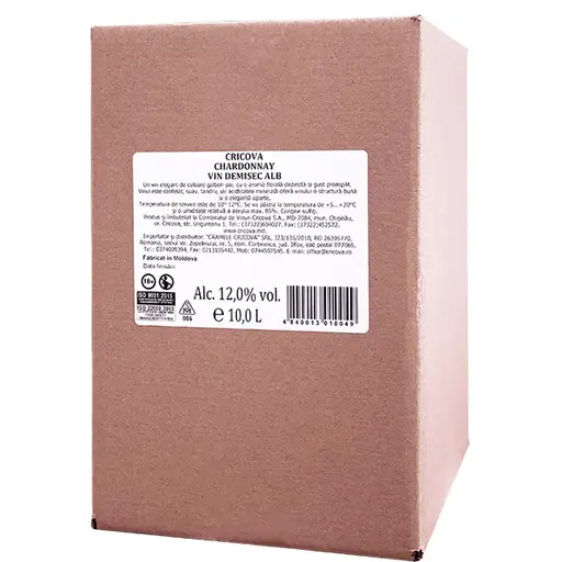 Vin alb demisec Cramele Cricova Chardonnay, Bag in Box