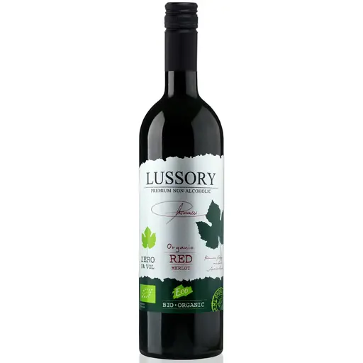 Vin rosu Lussory Organic Merlot fara alcool 0, vegan, ecologic, rosu