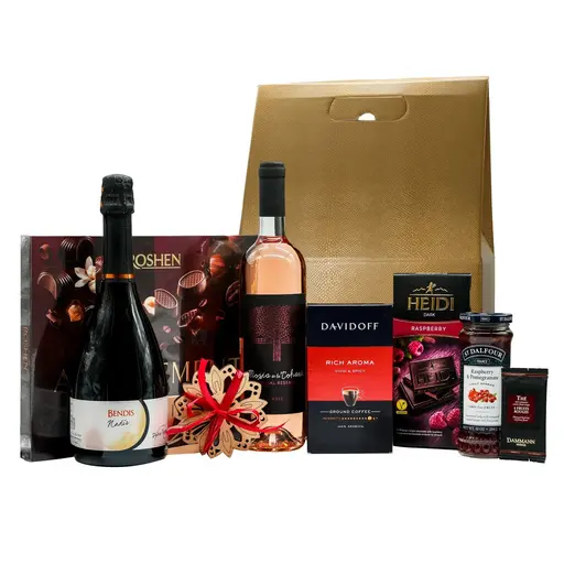 Cadou Holiday Elegance cu vin Mosia Tohani si vin spumant Petro Vaselo