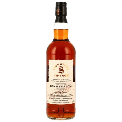 Signatory Vintage Ben Nevis 2014 10 Ani 100 Proof Batch #63