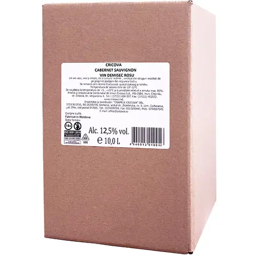 Vin rosu demisec Cramele Cricova Cabernet Sauvignon, Bag in Box