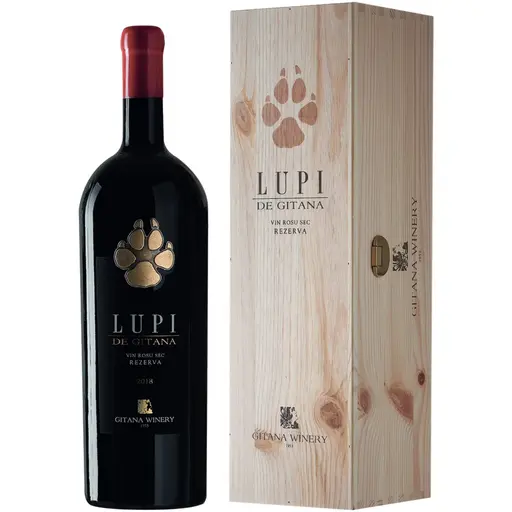 Vin Rosu Gitana Lupi, Sec, Cutie de lemn