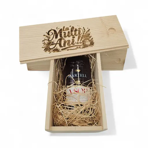Coniac Martell VSOP + cutie lemn personalizata