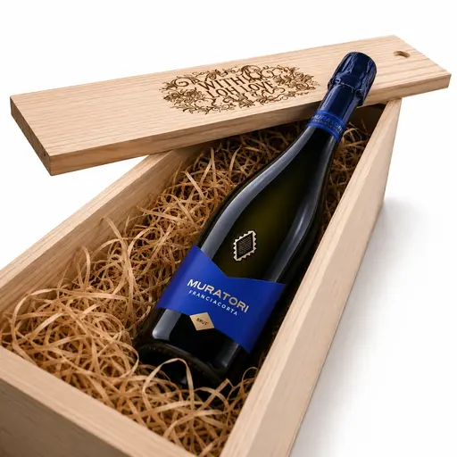 Pachet Cadou Cutie Lemn Personalizata Vin Spumant Muratori
