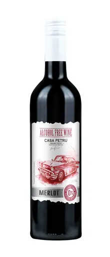 Vin rosu demidulce fara alcool Merlot Casa Petru