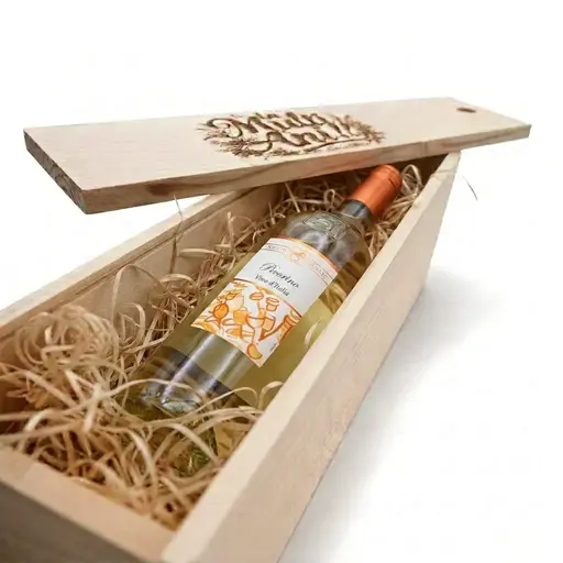 Pachet Cadou Cutie Lemn Personalizata Vin Alb Sec Tenuta Ulisse Pecorino Premium
