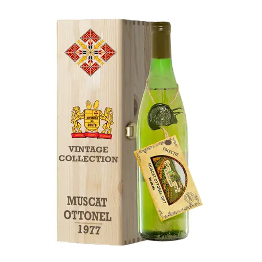 Vin de vinoteca PRIER - Muscat Ottonel 1977 - Murfatlar, in cutie personalizata