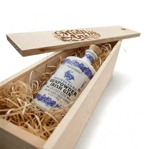 Pachet Cadou Cutie Lemn Personalizata Gin Gunpowder Ceramic Bottle