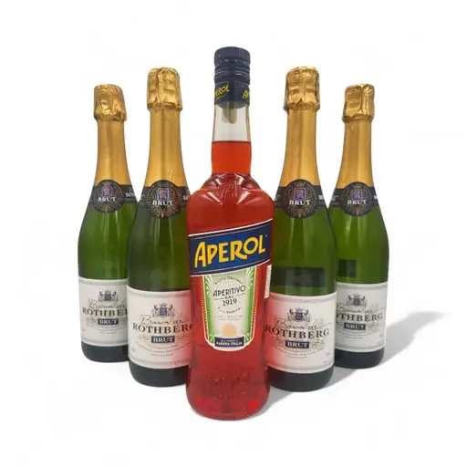 Pachet Aperol Spritz: Aperol Si 4 Sticle Vin Spumant Mousseux Baron de Rothberg Brut