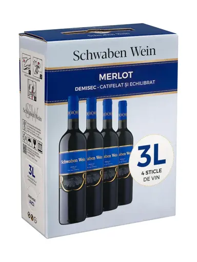 Vin rosu demisec Cramele Recas Schwaben Wein Merlot, Bag in Box