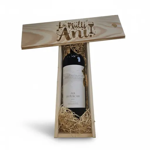 Pachet Cadou Vin Alb De Purcari in Cutie de Lemn Personalzata