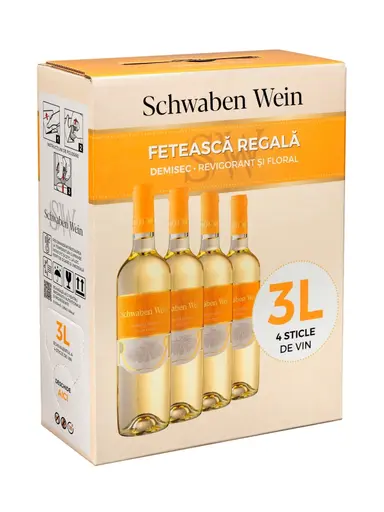 Vin alb demisec Cramele Recas Schwaben Wein Feteasca Regala, Bag in Box