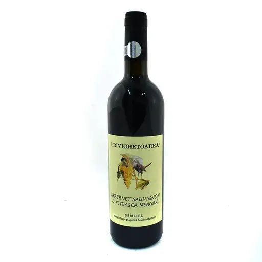 Vin rosu demisec Privighetoarea, Cabernet Sauvignon si Feteasca Neagra