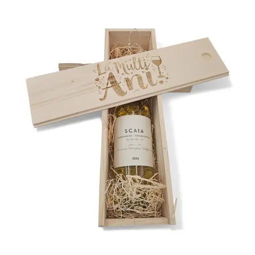 Cadou Cutie Lemn Personalizata Vin Alb Tenuta Sant'Antonio Scaia Garganega Chardonnay